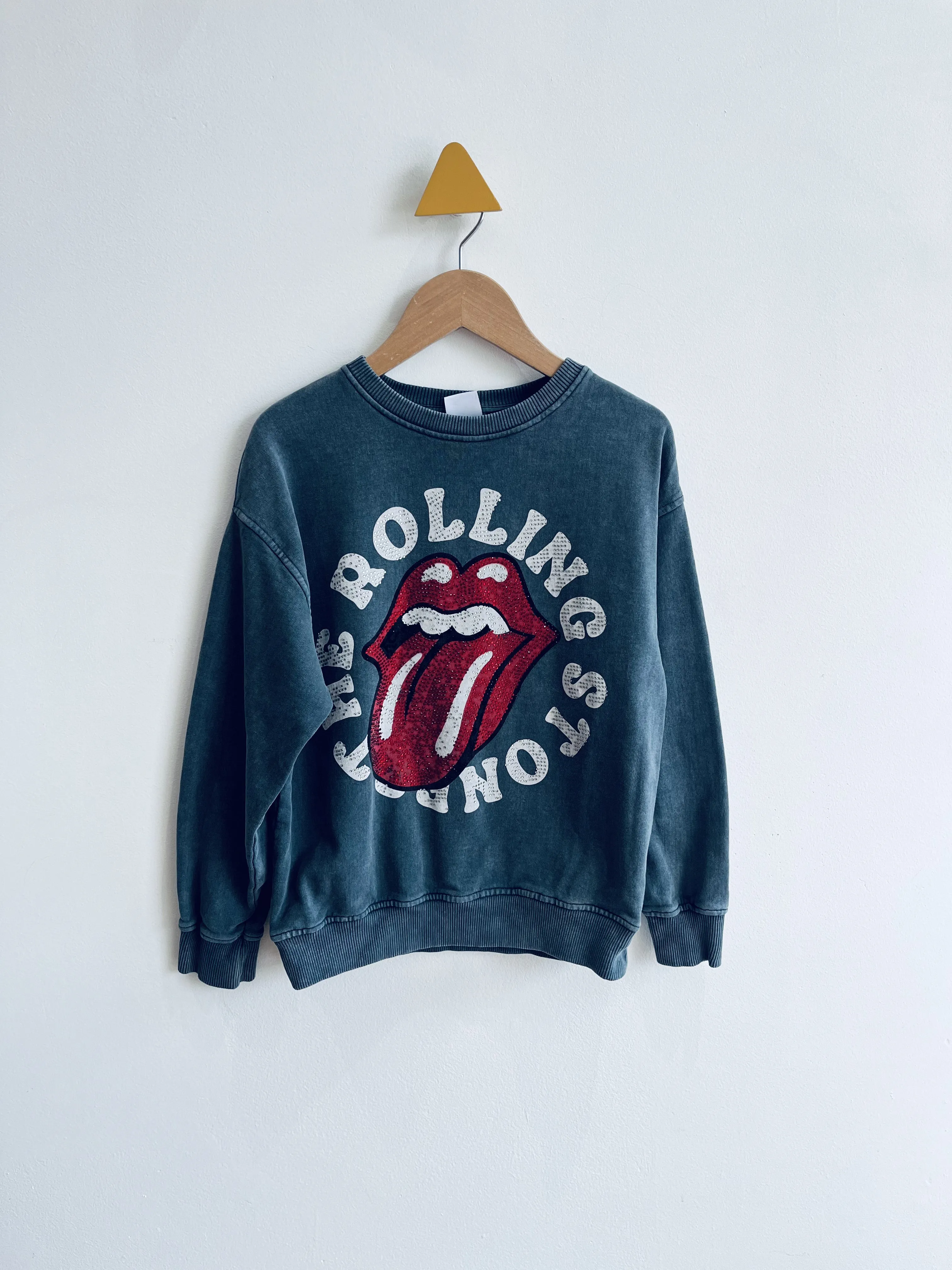 Rhinestone Rolling Stones Sweatshirt // 8-9Y