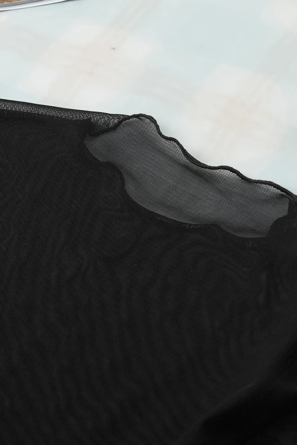 Rhinestone Sheer Long Sleeve Top