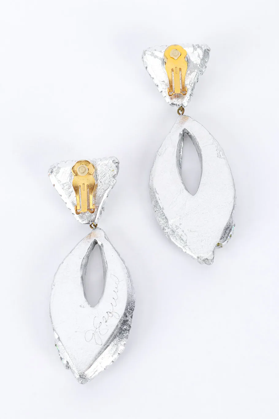 Ribbed Rhinestone Teardrop Earrings