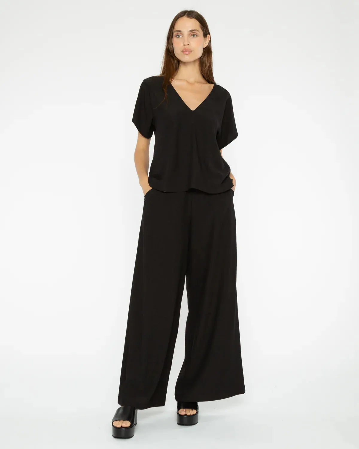 Ripley Rader Black Satin Crepe Yacht Pant