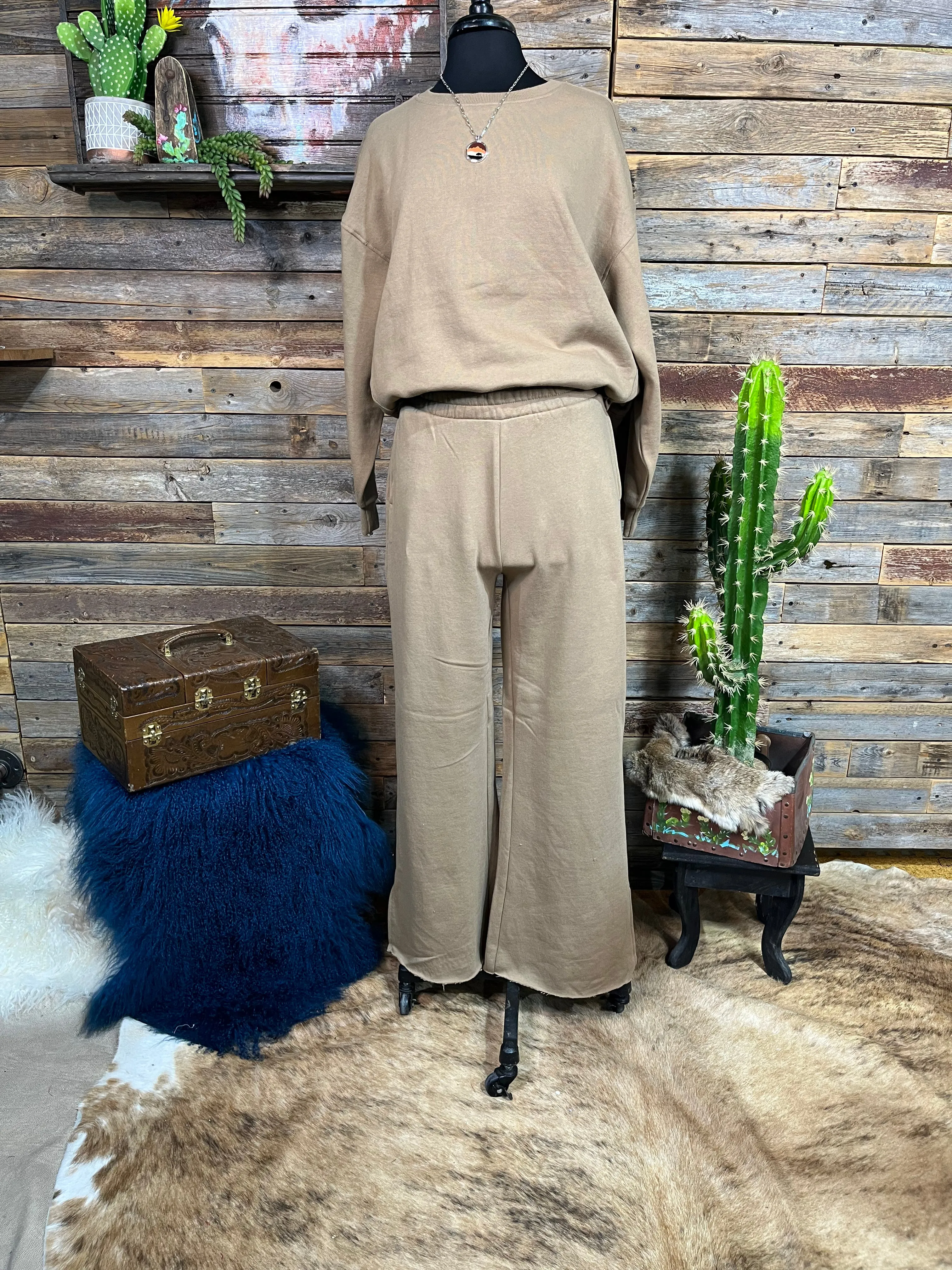 Risen Soft Knit Wide Leg with Slits Lounge Pants