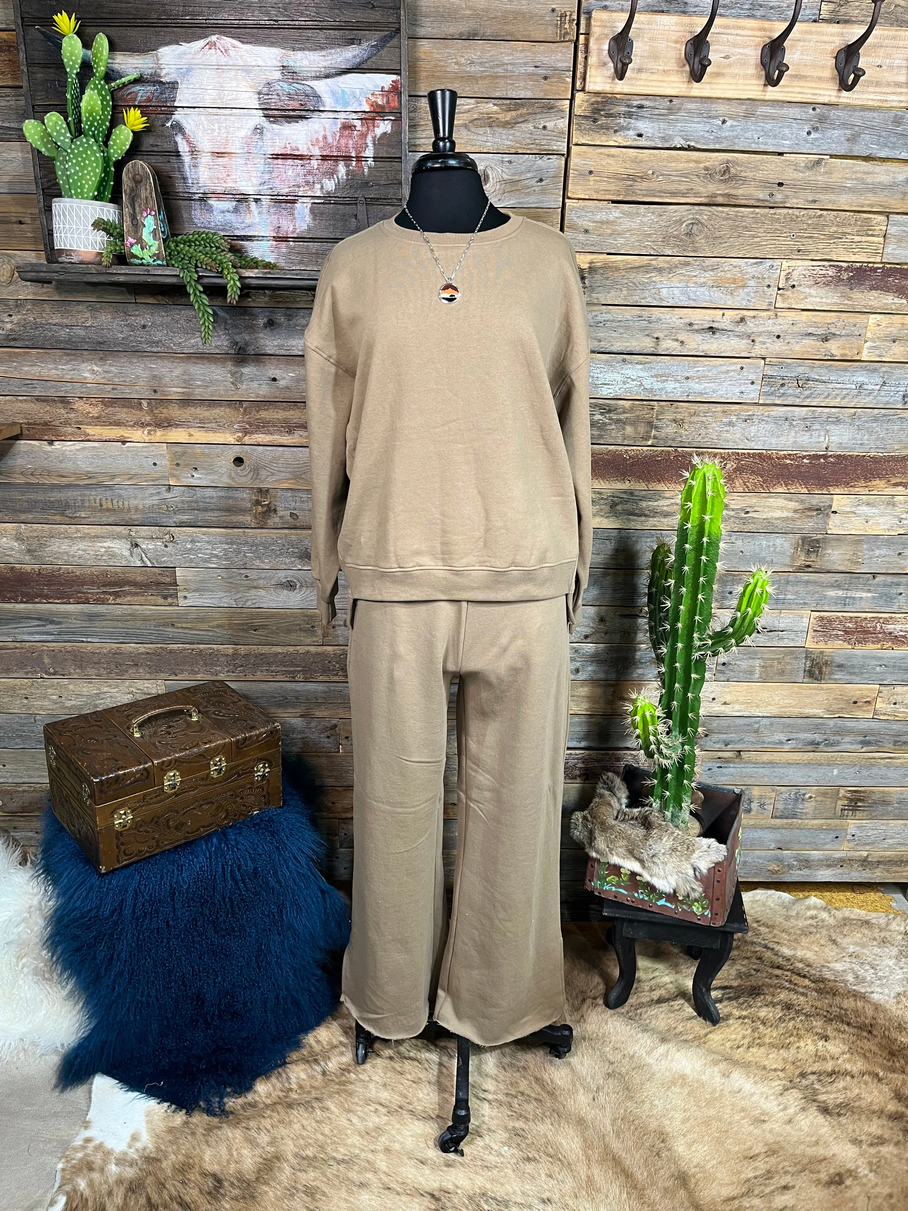 Risen Soft Knit Wide Leg with Slits Lounge Pants
