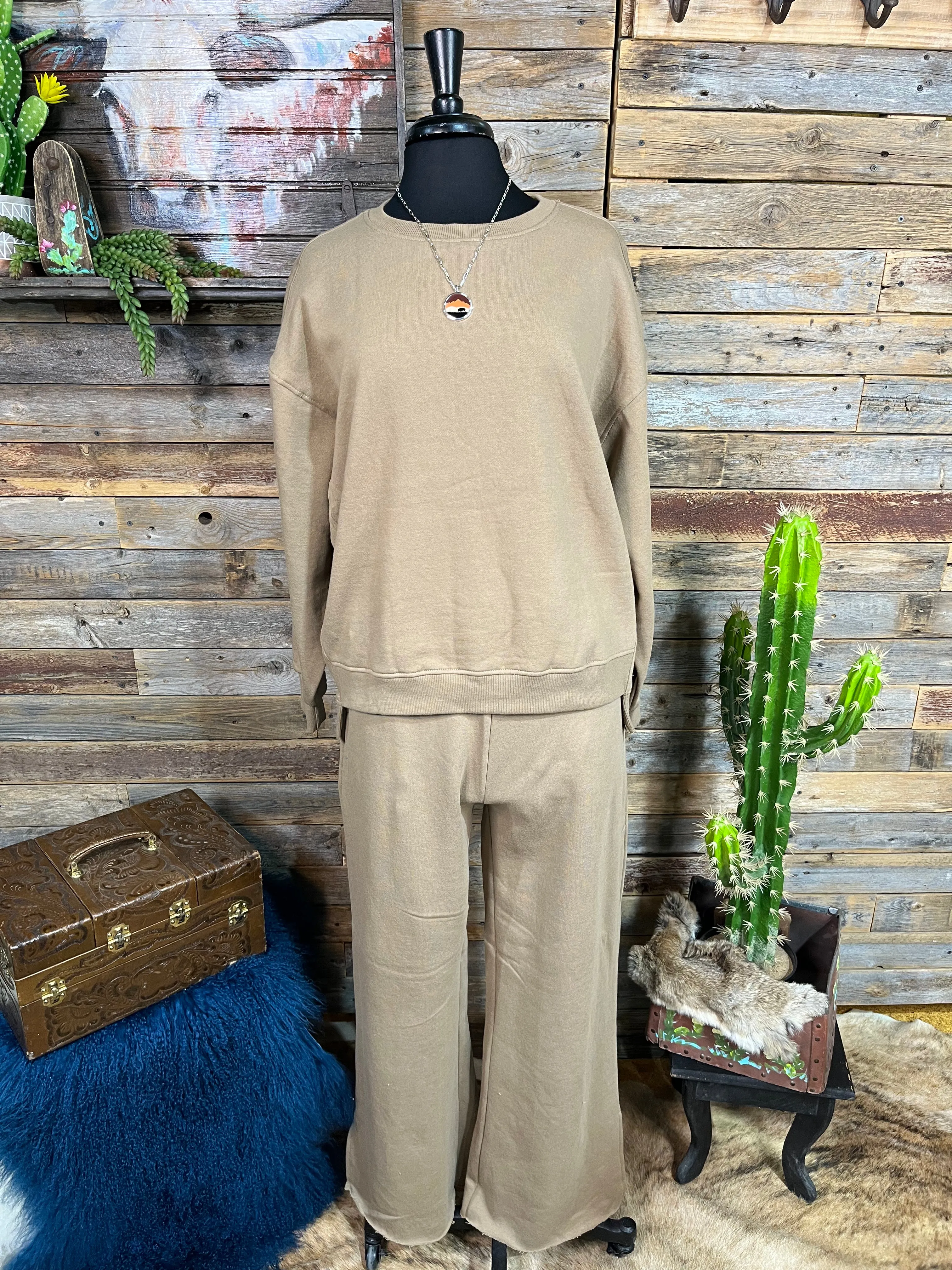 Risen Soft Knit Wide Leg with Slits Lounge Pants