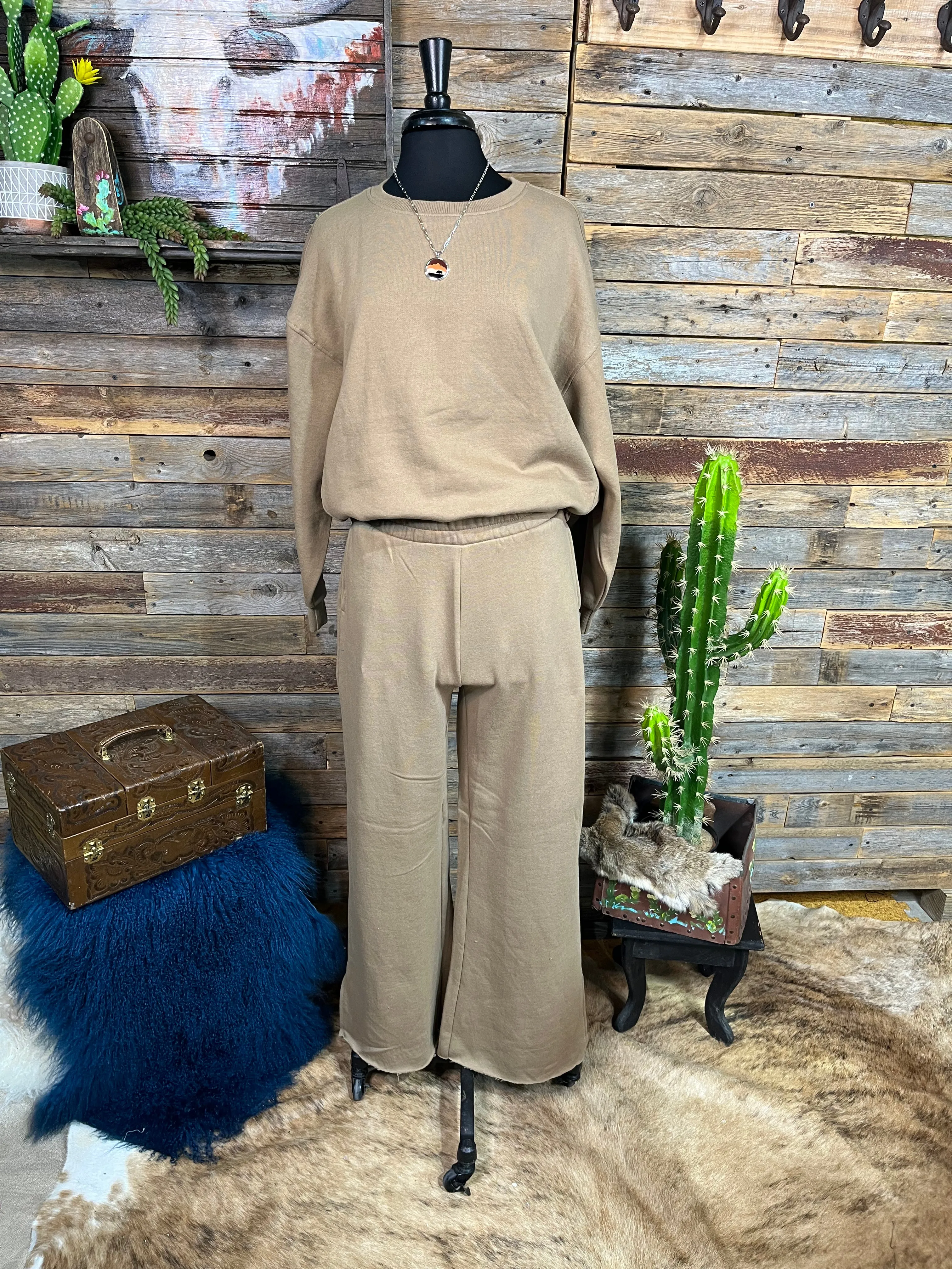 Risen Soft Knit Wide Leg with Slits Lounge Pants