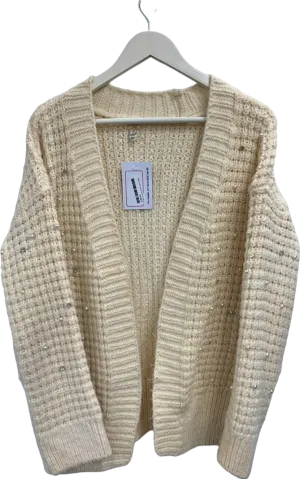 River Island Cream Sequin Knit Cardigan UK XS