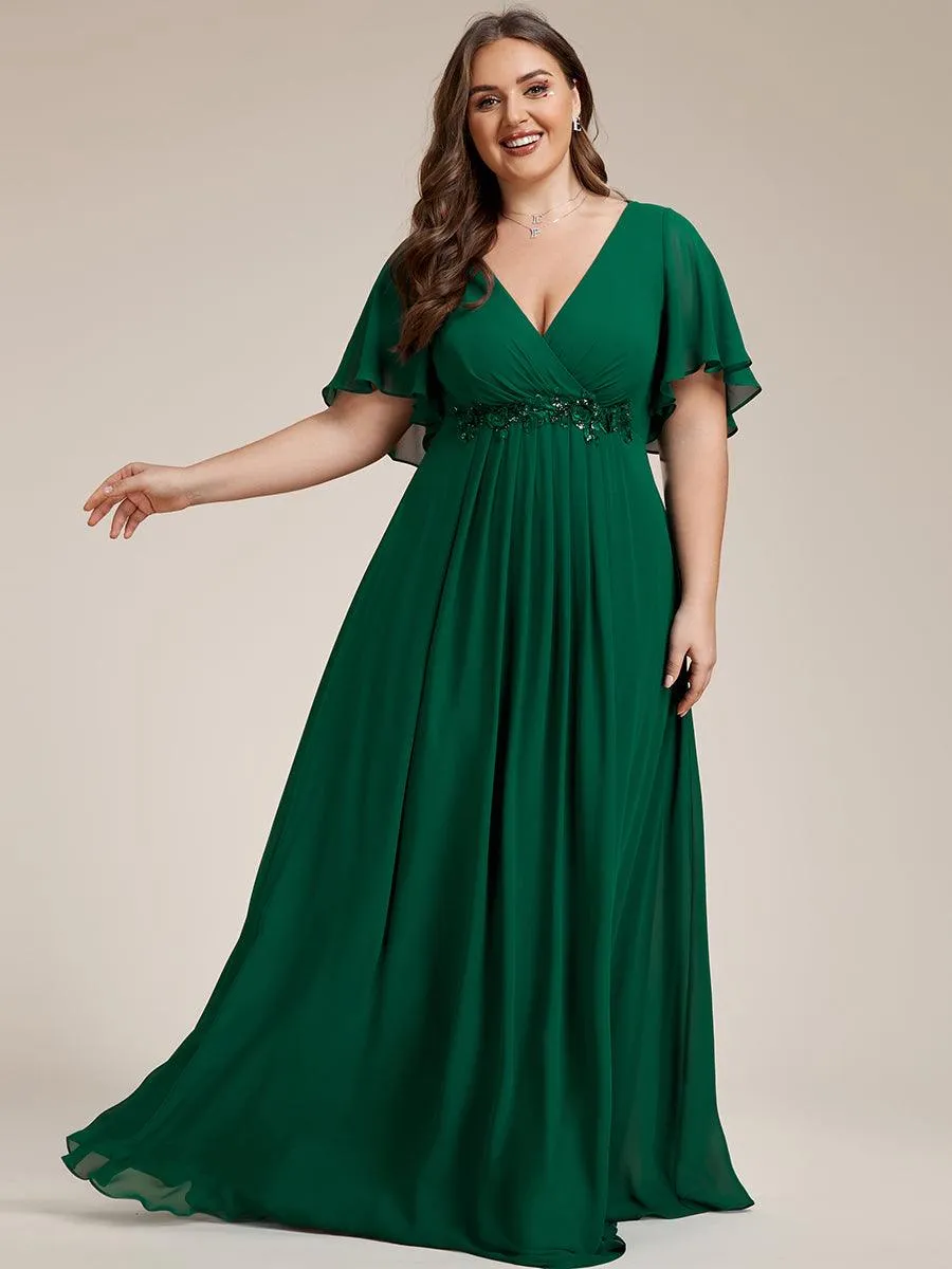 Robe de soirée Grande élégante en mousseline de soie avec manches flottantes