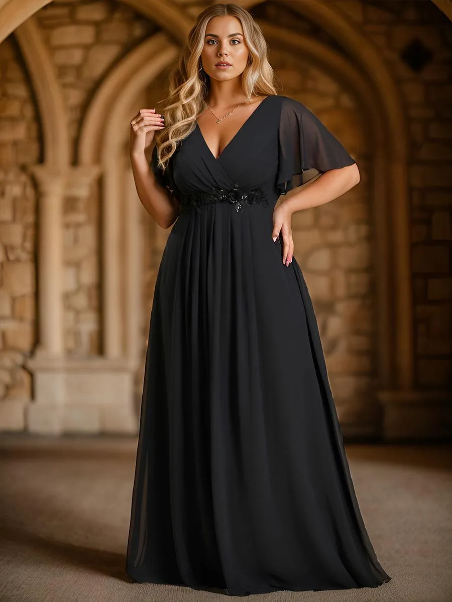 Robe de soirée Grande élégante en mousseline de soie avec manches flottantes