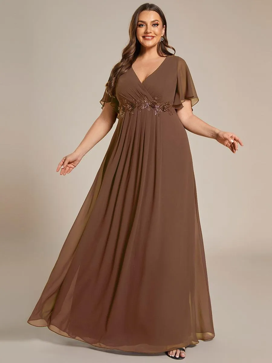 Robe de soirée Grande élégante en mousseline de soie avec manches flottantes