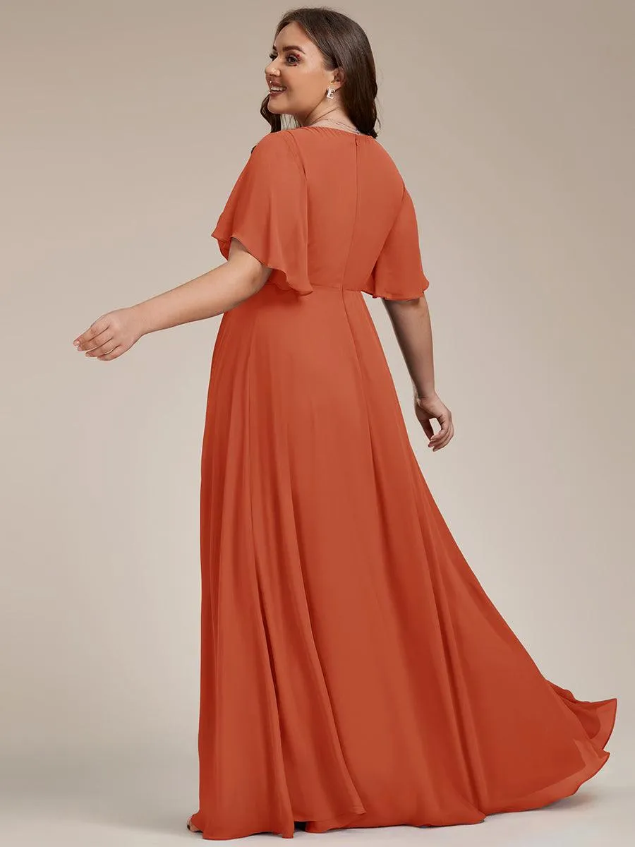 Robe de soirée Grande élégante en mousseline de soie avec manches flottantes