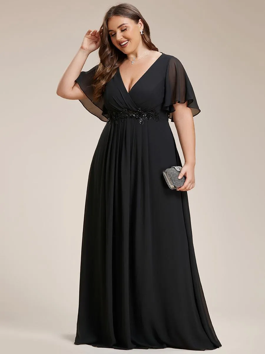 Robe de soirée Grande élégante en mousseline de soie avec manches flottantes