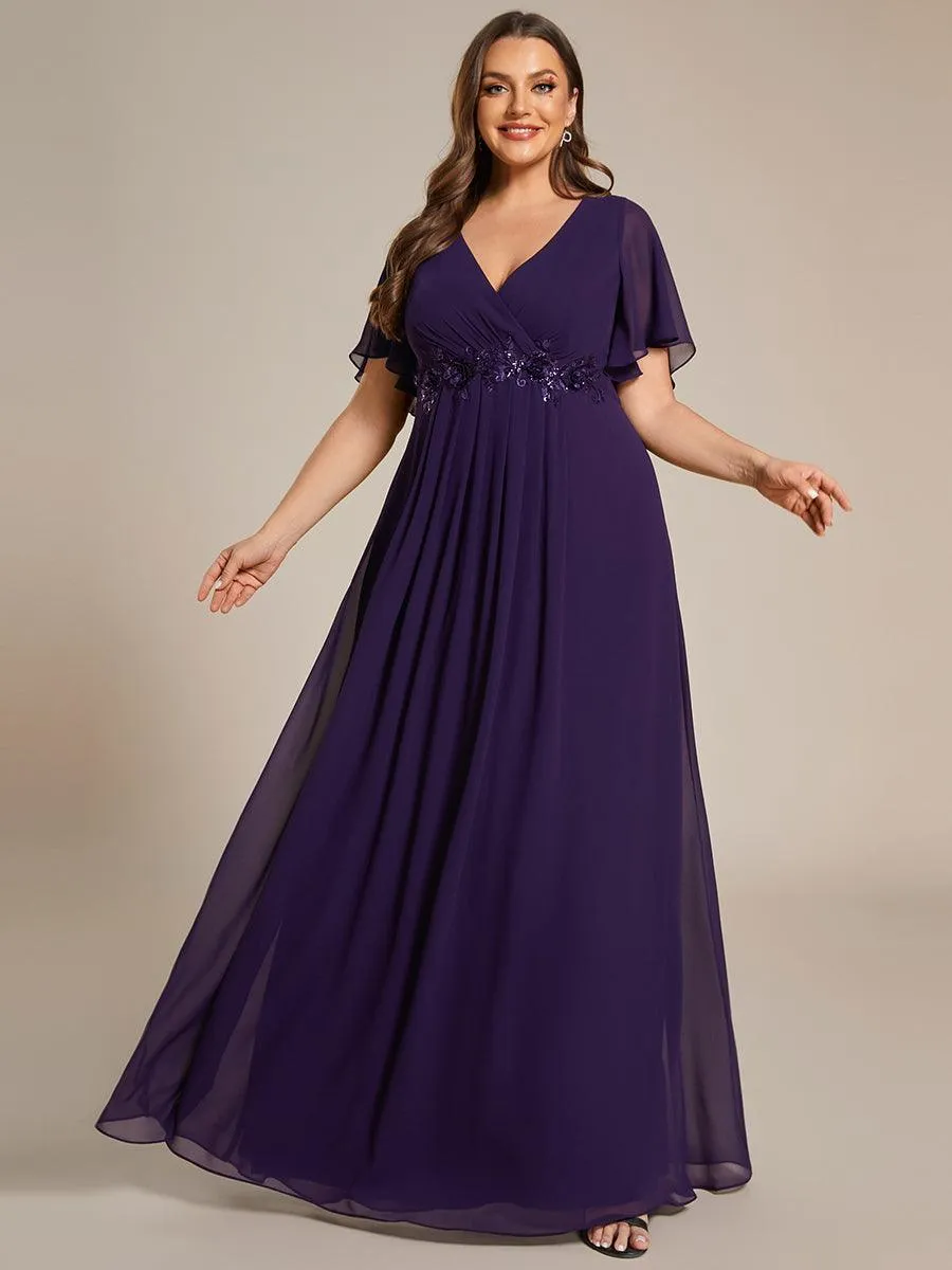 Robe de soirée Grande élégante en mousseline de soie avec manches flottantes