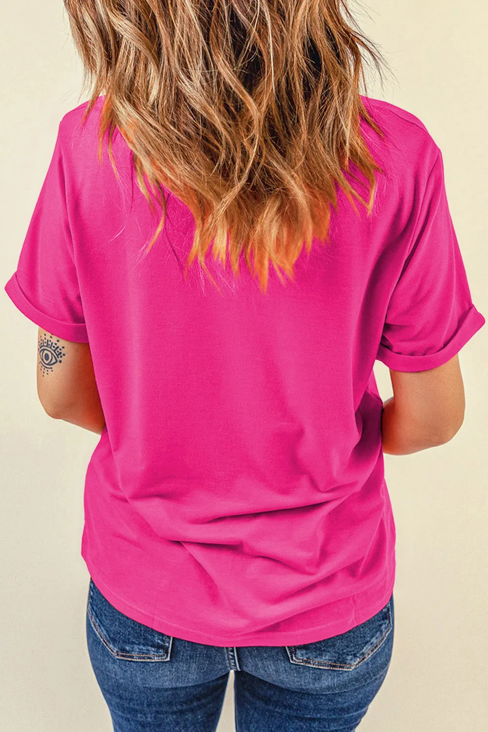 Rose Red NASHVILLE Rhinestone Crew Neck Graphic Tee