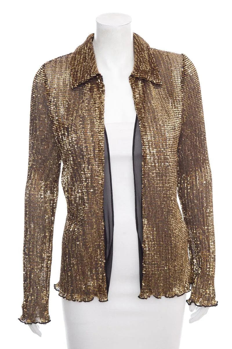 Rosetta Getty Gold Fully Sequin Blouse SZ M NWT