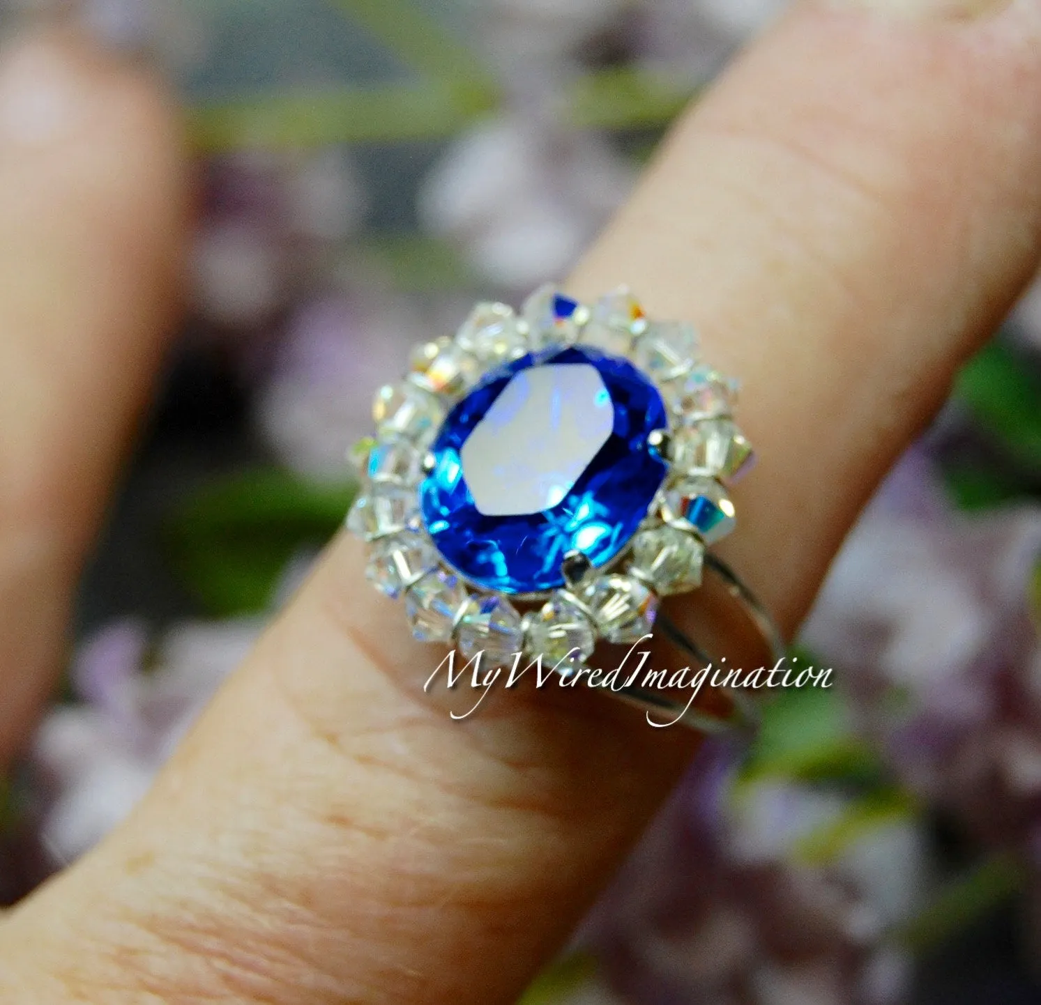 Royal Blue Sapphire, 4120 Vintage Swarovski Crystal, 12x10mm Oval with Settings