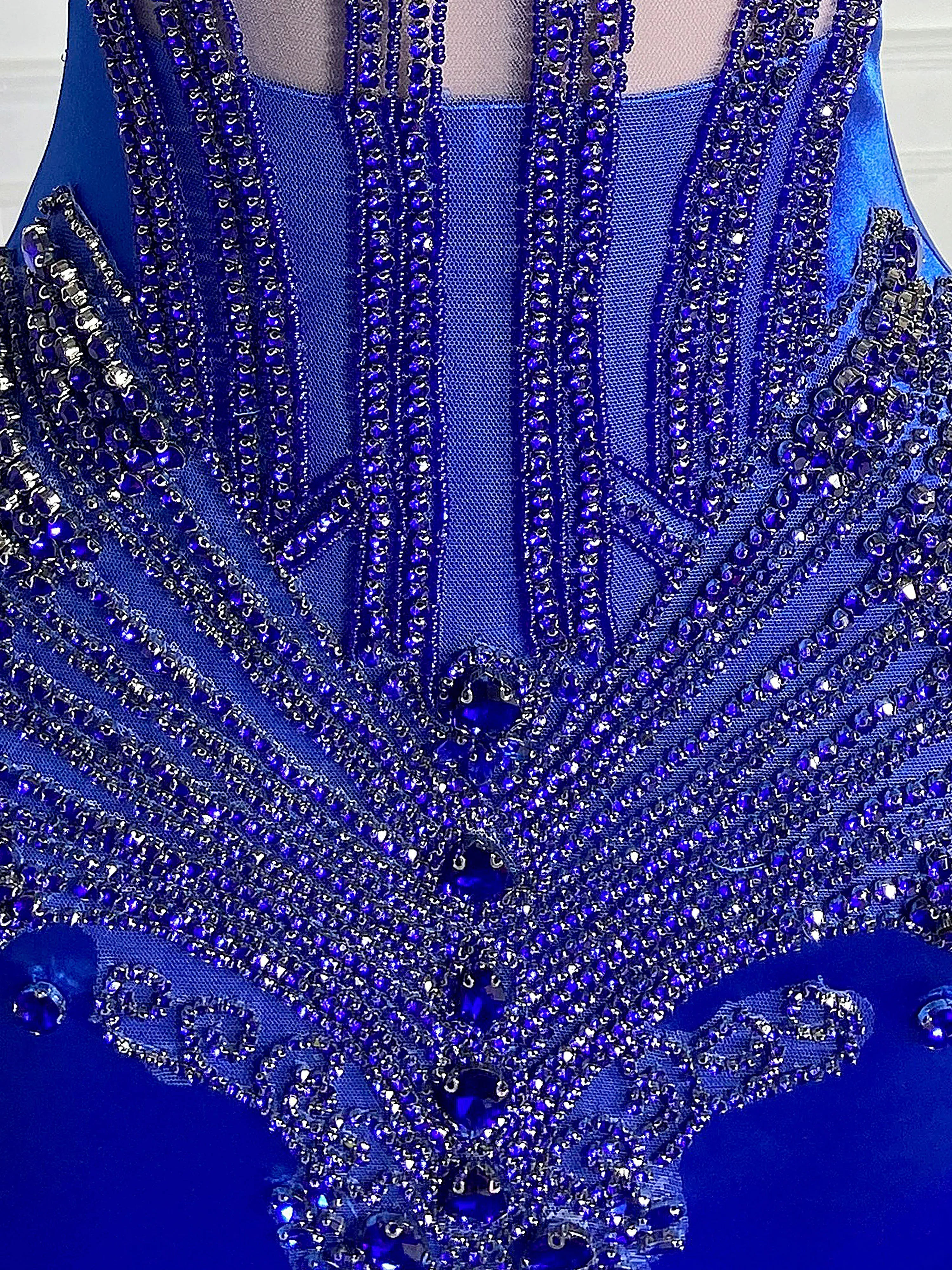 Royal Blue Satin Zippered Gowns