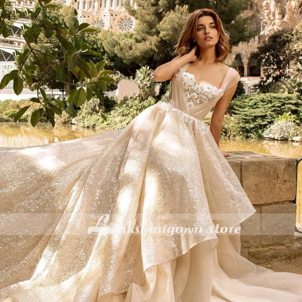 Roycebridal Lakshmigown Sexy Sweetheart A Line Sequined Wedding Dresses