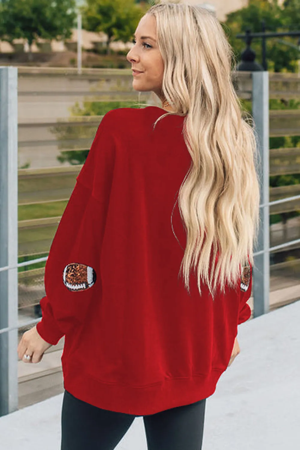 Rush Sequin Rugby Graphic Pullover Sweatshirt
