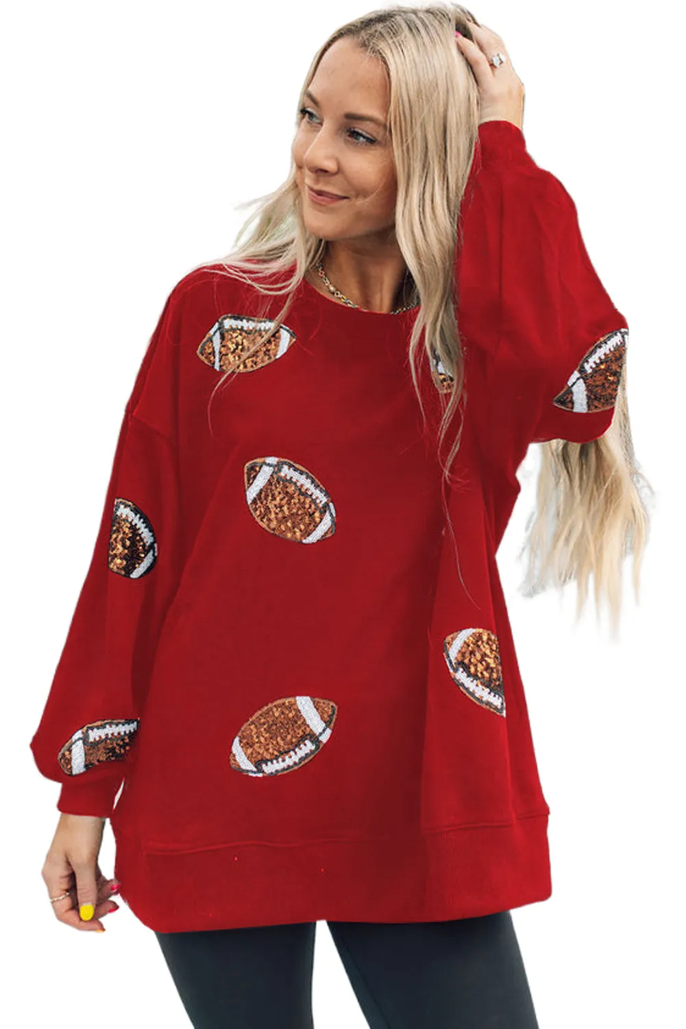 Rush Sequin Rugby Graphic Pullover Sweatshirt