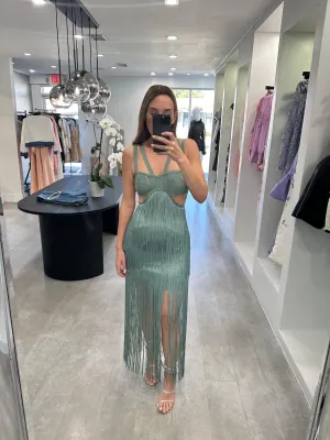 SAGE FRINGE DRESS