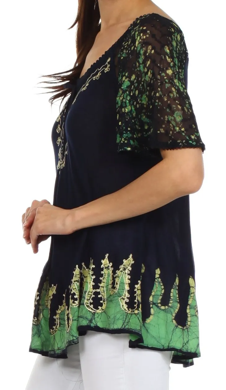 Sakkas New Spirit Batik Relaxed Fit Blouse