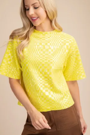 Sarah Checker Sequin Top