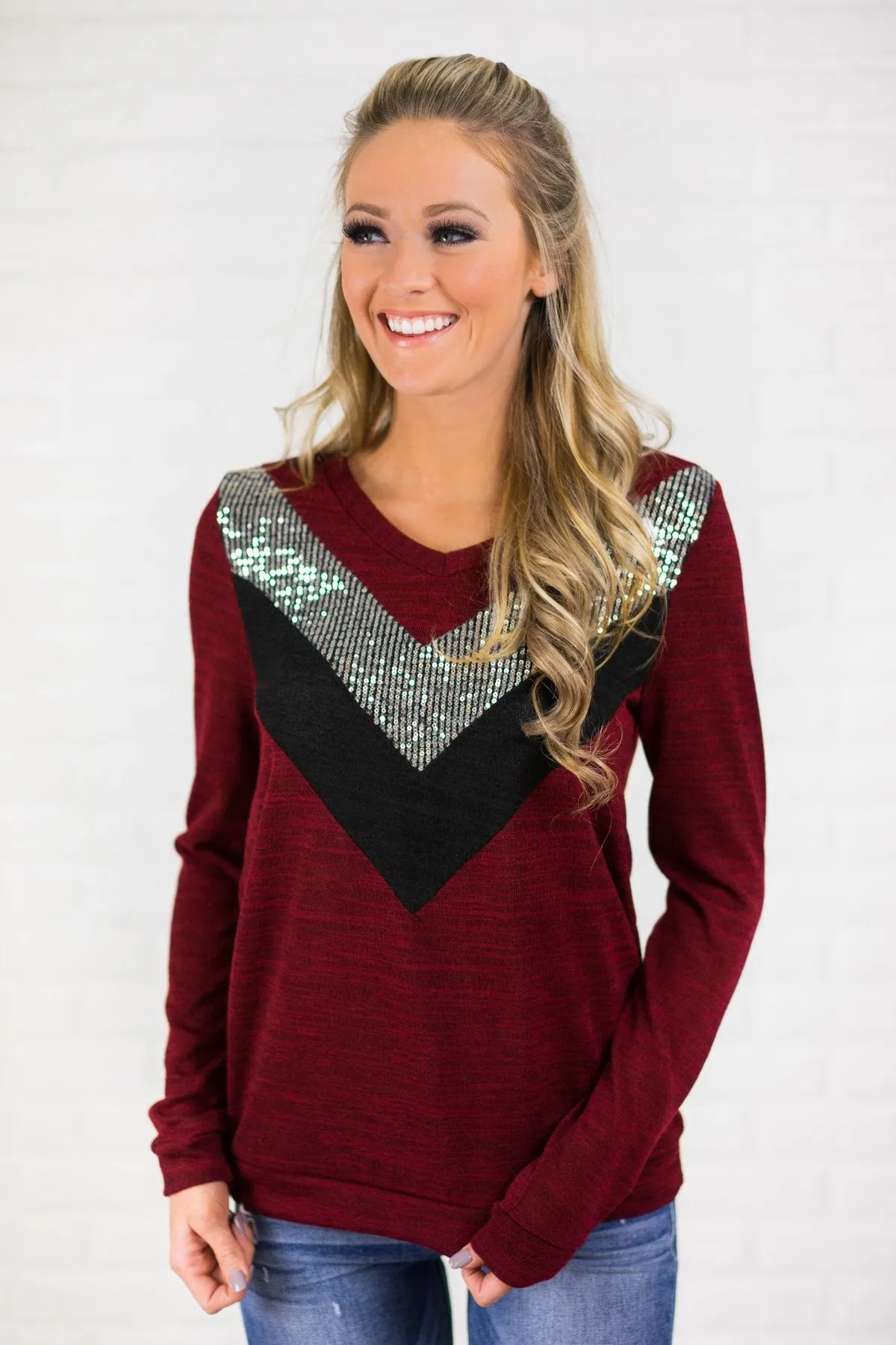 Sassy in Sequins Top ~ Cranberry