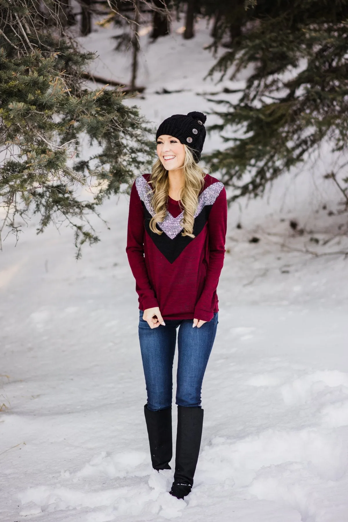 Sassy in Sequins Top ~ Cranberry