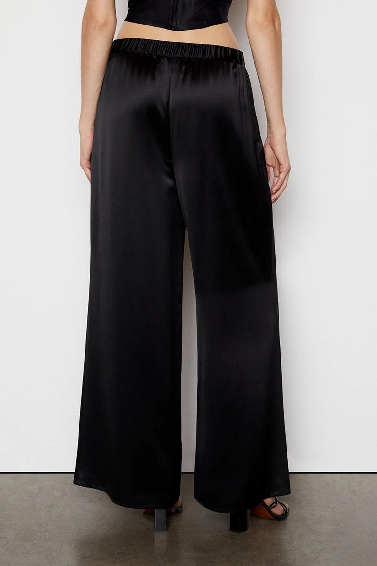 Satin PJ Pant in Noir