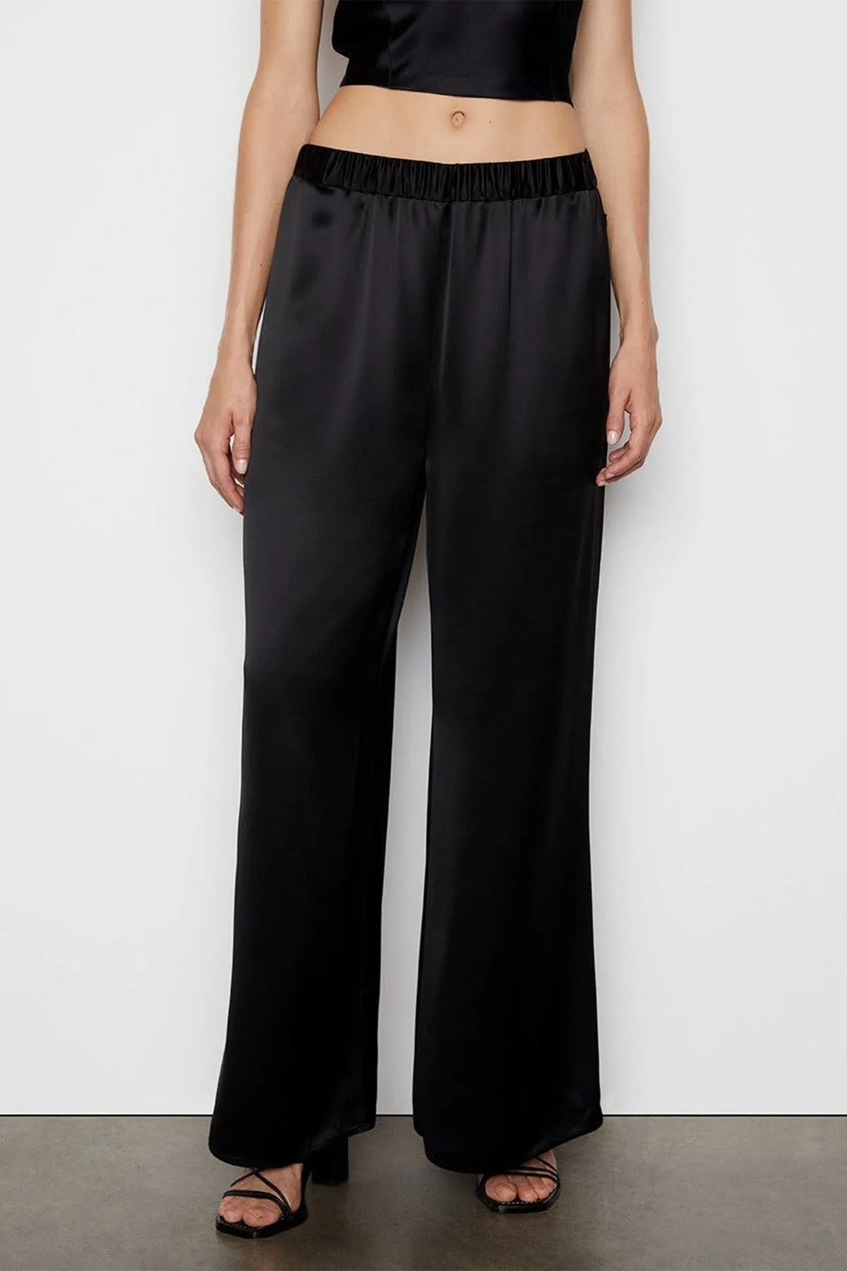 Satin PJ Pant in Noir