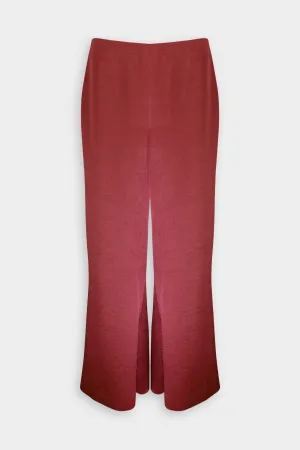Satin Wide Flare Pant in Currant