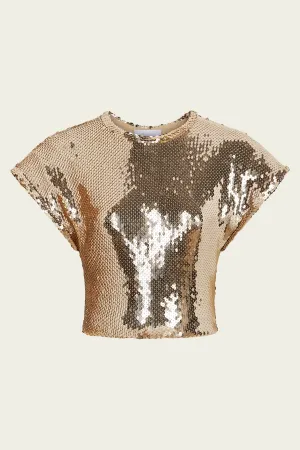 Sequin Crop Top in New Light Gold