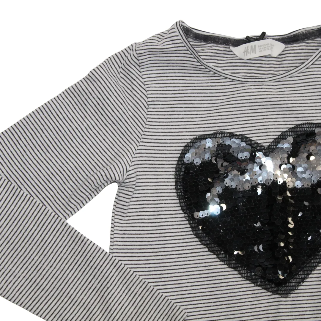 Sequin Heart Long Sleeved Top
