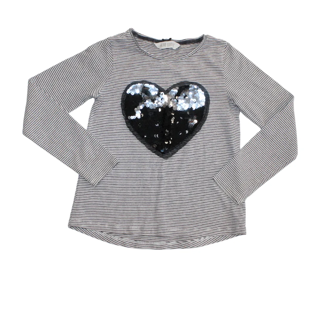 Sequin Heart Long Sleeved Top