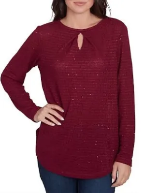 Sequin Knit Top - Beet FINAL SALE