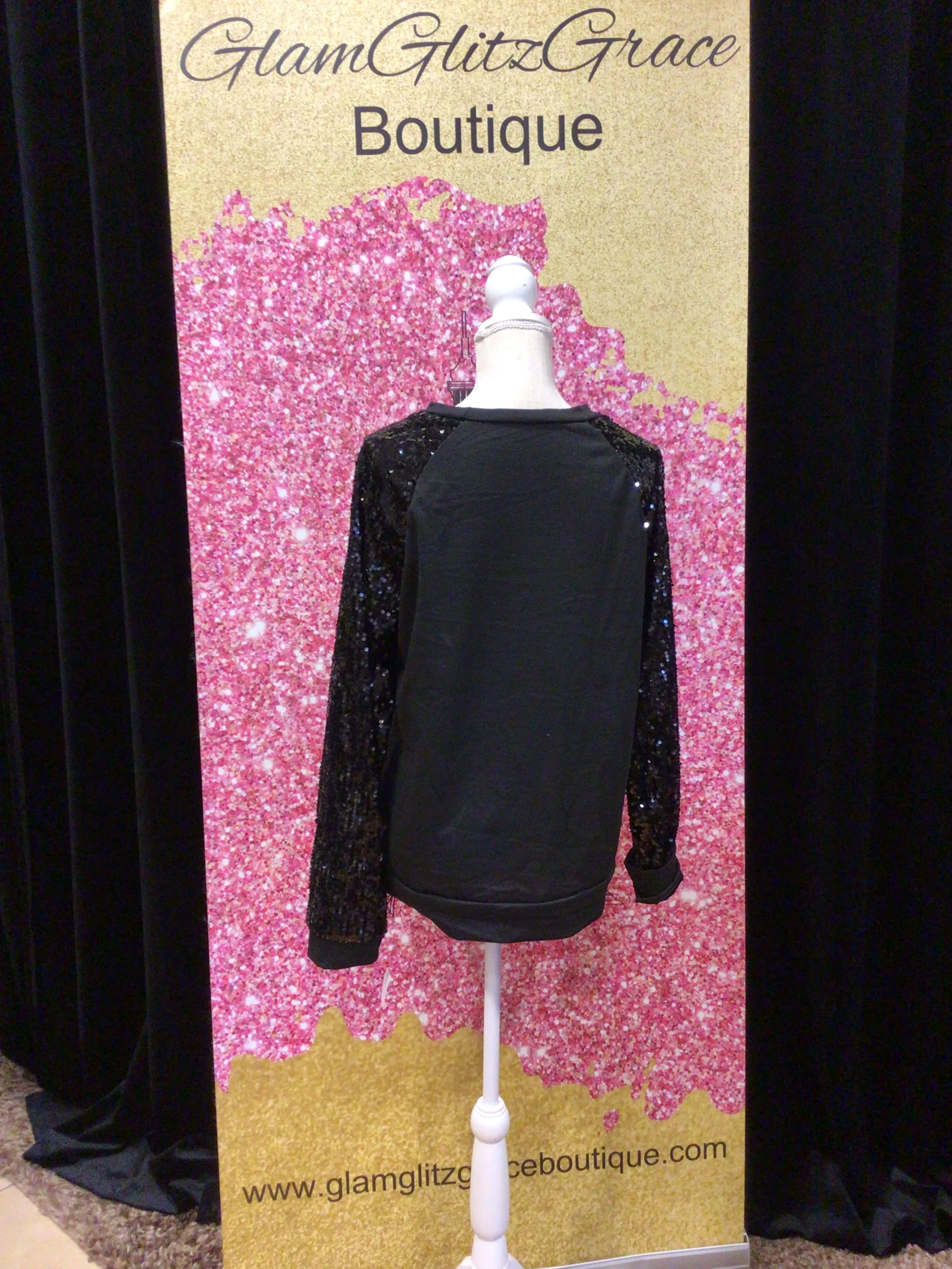 Sequin Long Sleeves Graphic Sweatshirt