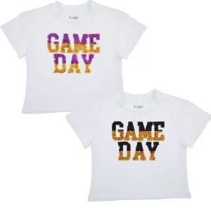 Sequin Reversible Purple/Black Gold Game Day Tee