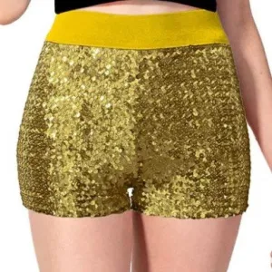 Sequin Shorts Adult One Size- Gold
