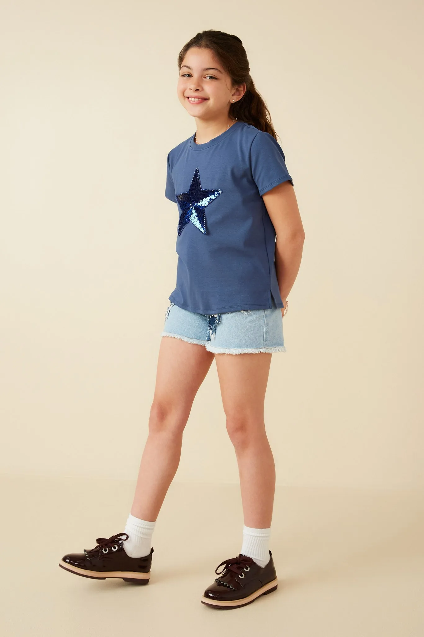 Sequin Star Patch Knit T Shirt