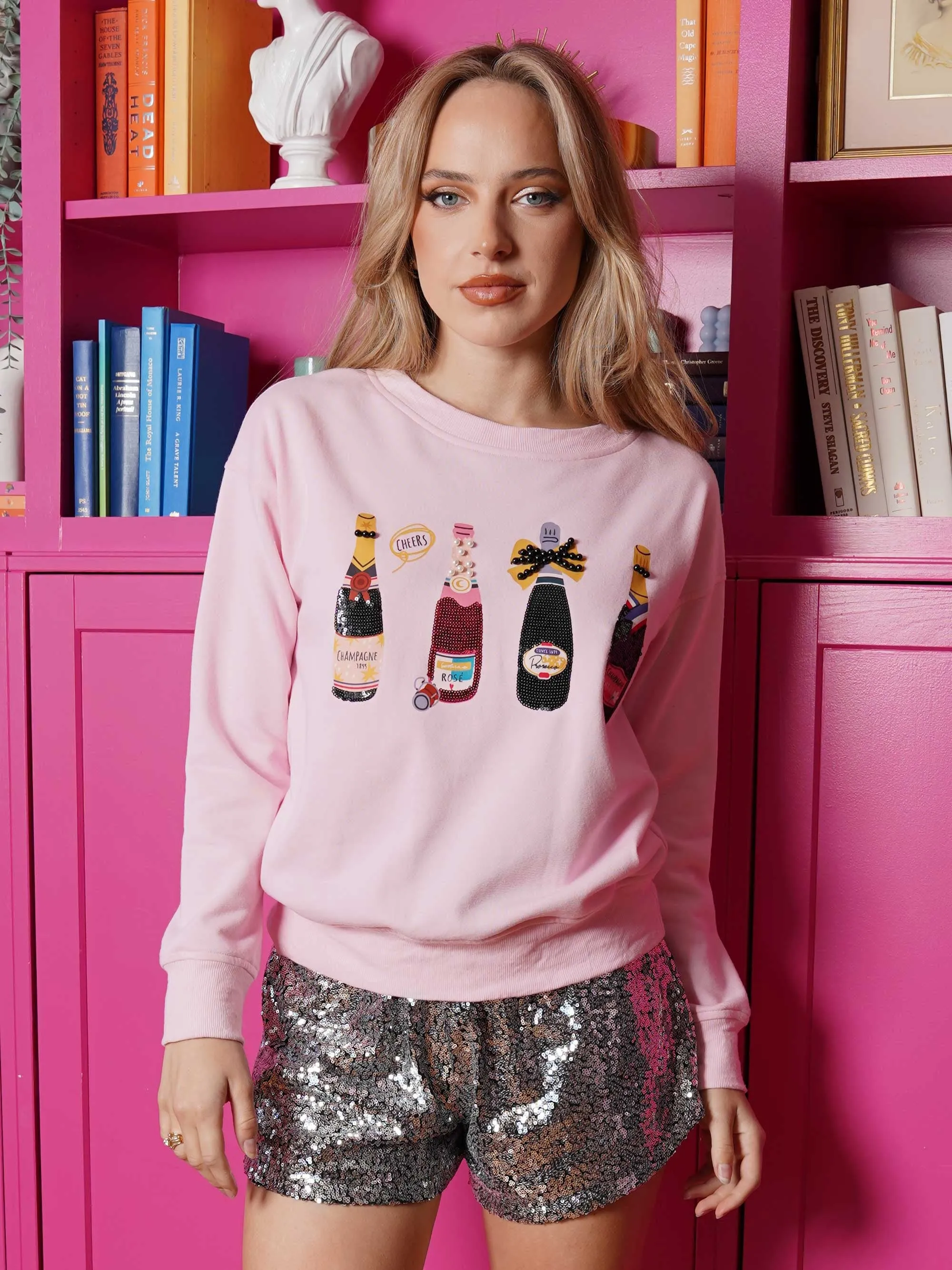Sequin Triple Champagne Top-Pink