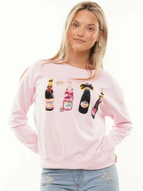 Sequin Triple Champagne Top-Pink