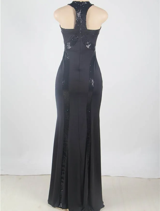 Sequined Long Cutout Prom Dresses