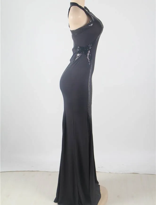 Sequined Long Cutout Prom Dresses