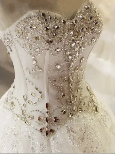 Sequined Tulle Beading Crystal Wedding Gown