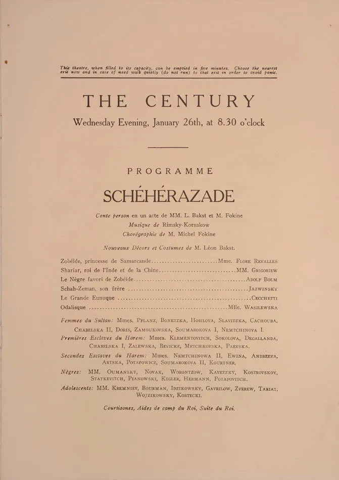 Serge De Diaghileff's Ballet Russe. Souvenir.