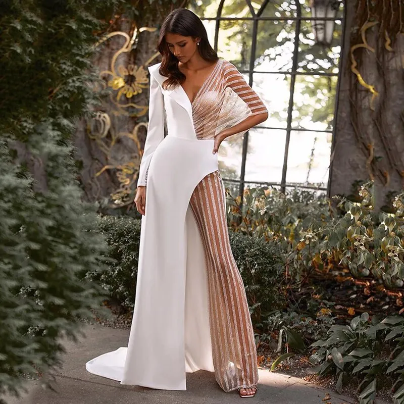 Sexy Jumpsuit Satin Wedding Dress