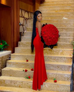 Sexy Red Sleeveless Long Evening Party Gowns    fg7422