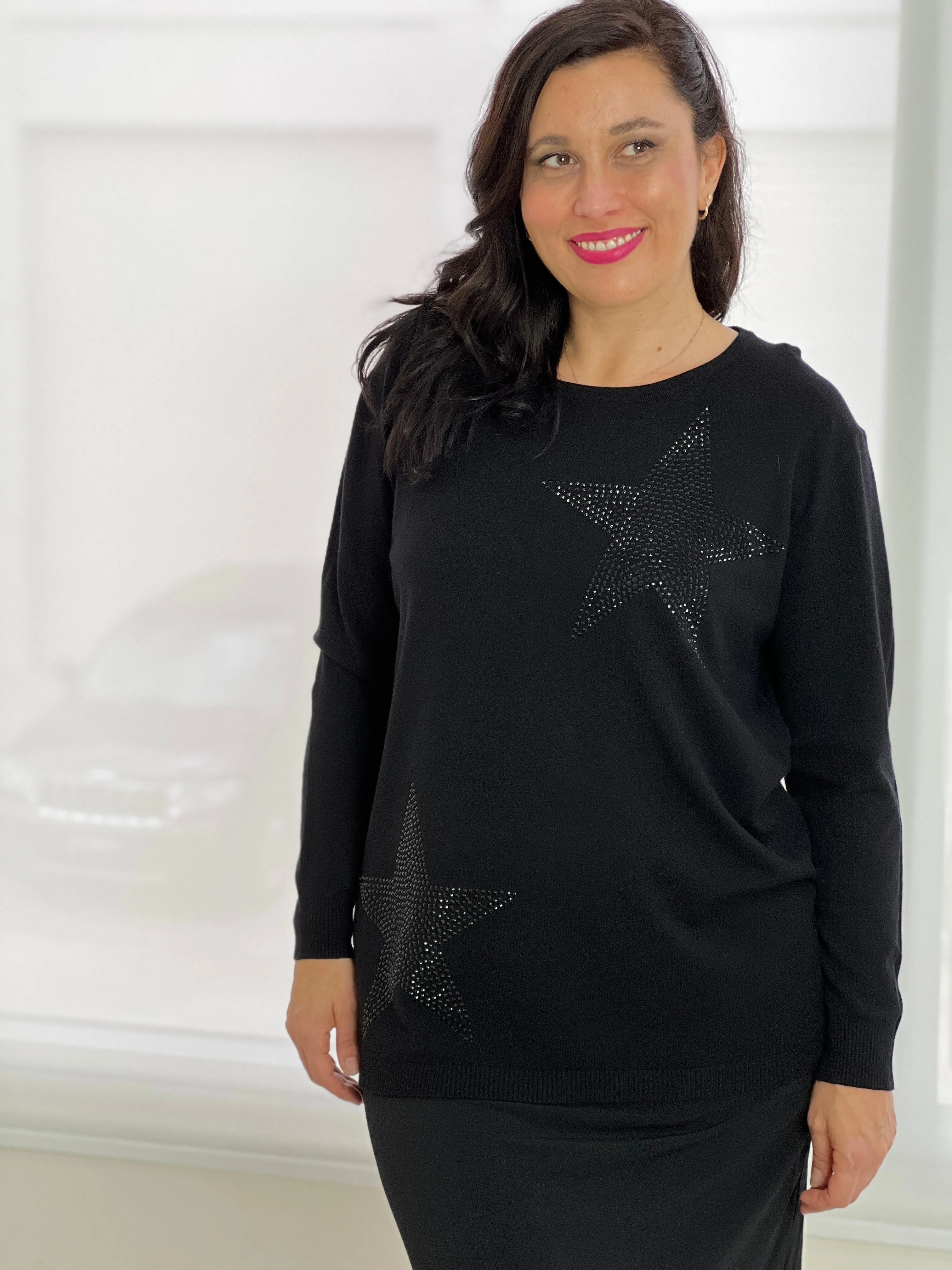 Shayla Black Rhinestone Knit Jumper