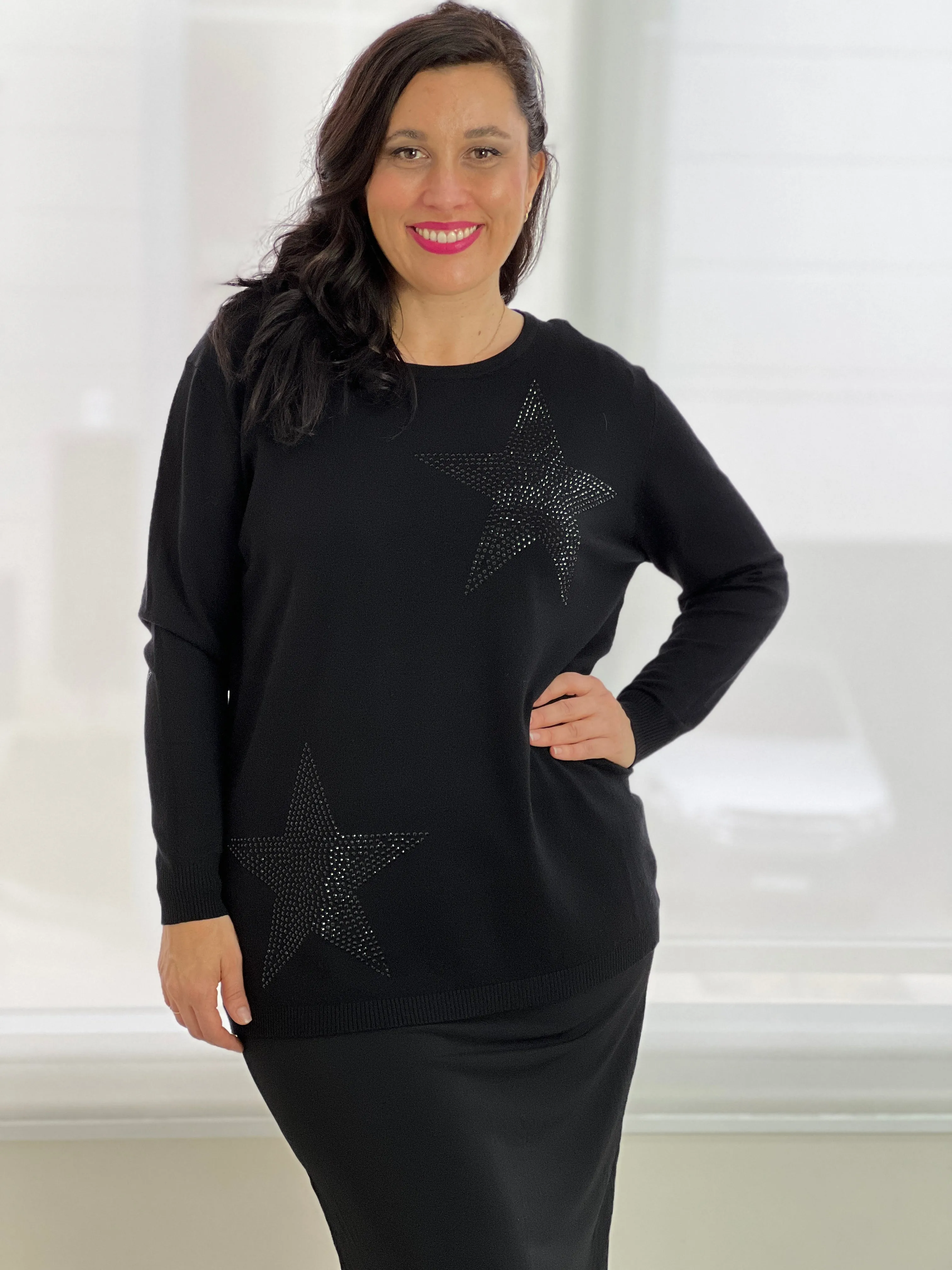Shayla Black Rhinestone Knit Jumper
