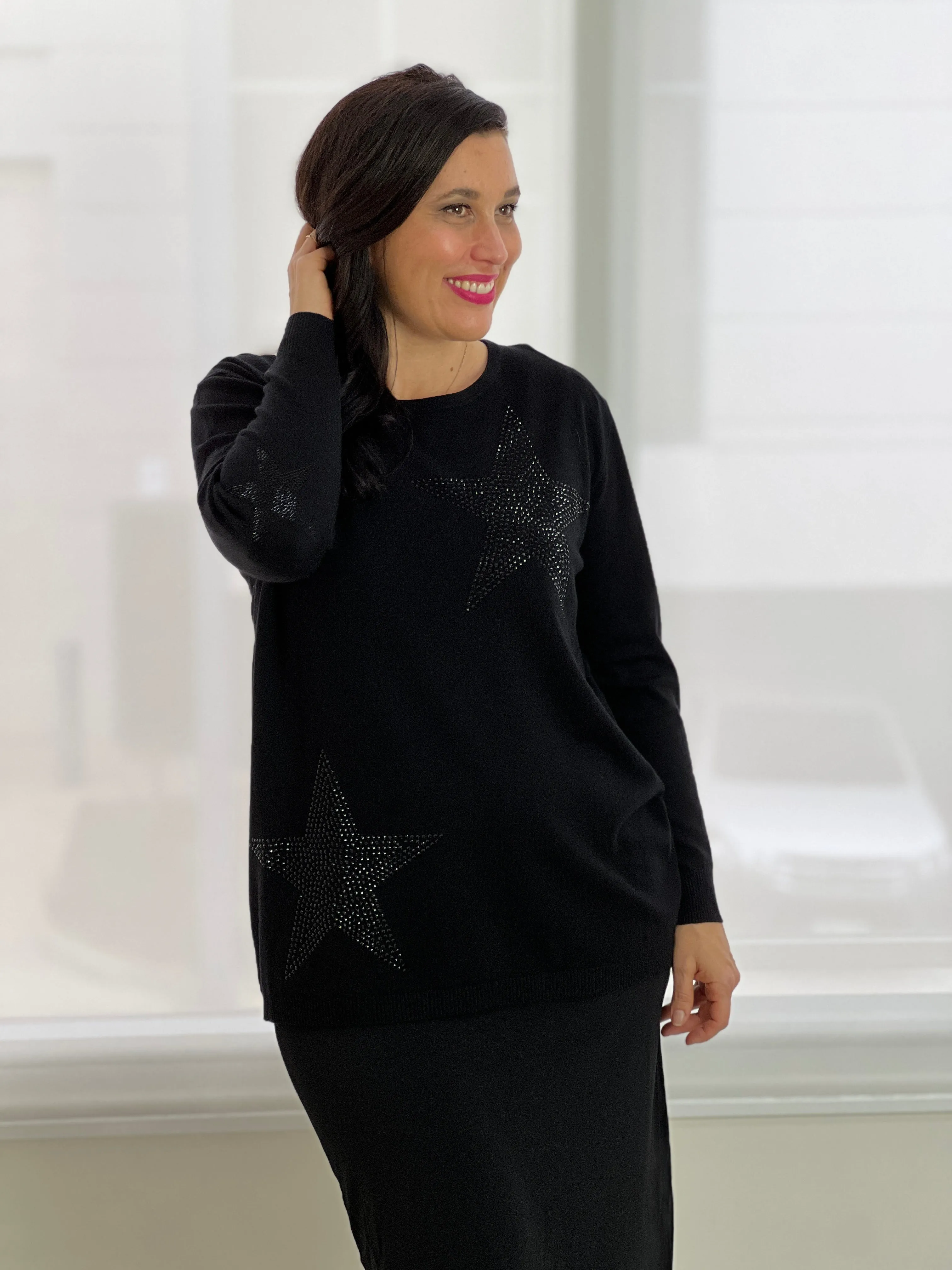 Shayla Black Rhinestone Knit Jumper