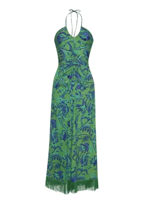 Shelter Island Dress (Green Bird Jacobean)
